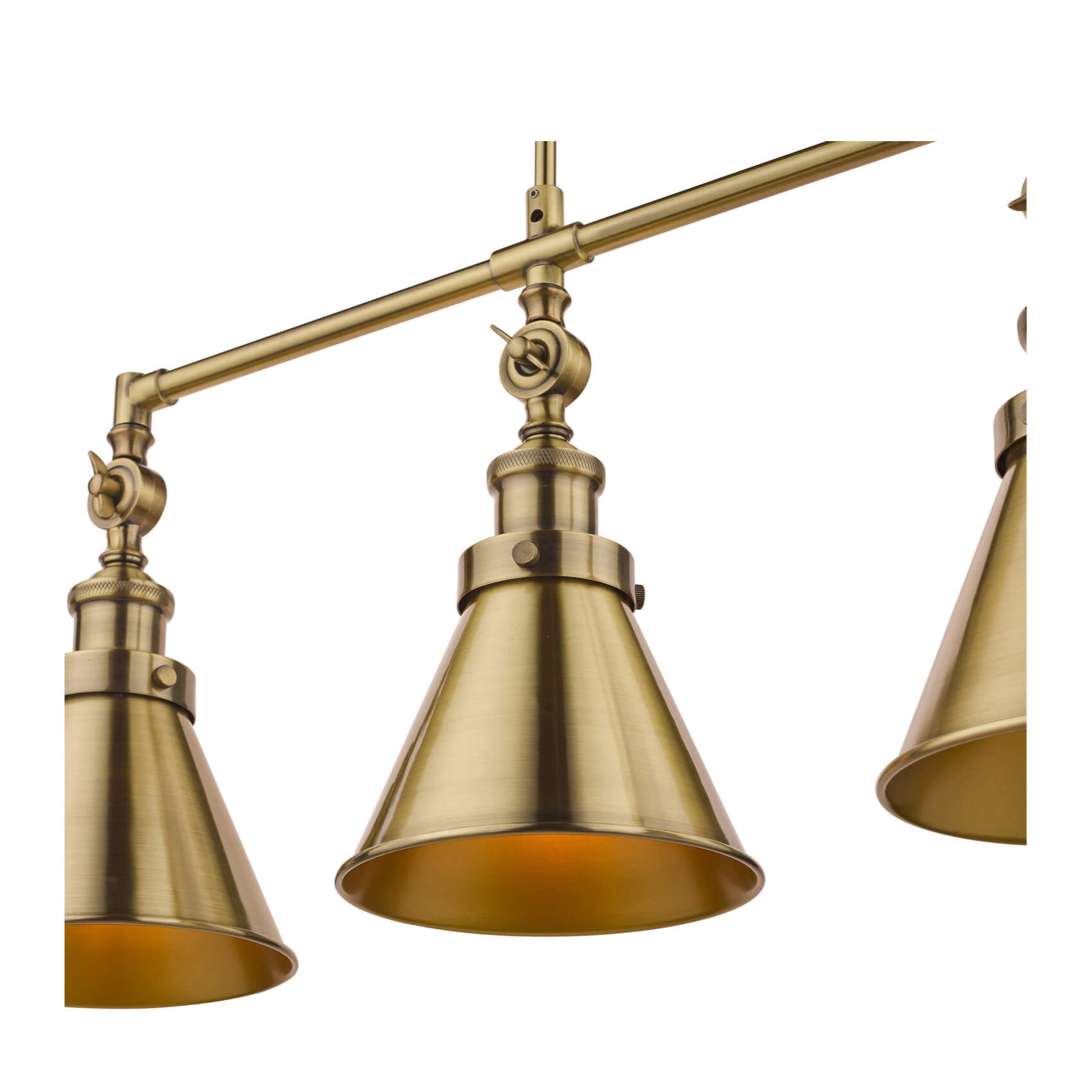 Rufus 3lt Bar Pendant Antique Brass E27