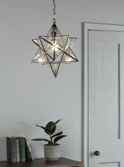 Large Star Pendant Silver Glass