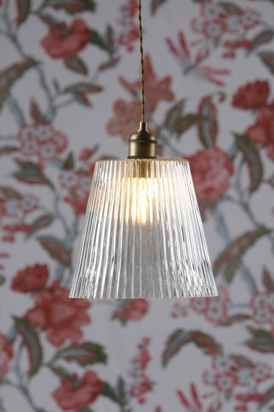 Callaghan Grand Pendant Antique Brass & Ribbed Glass E27