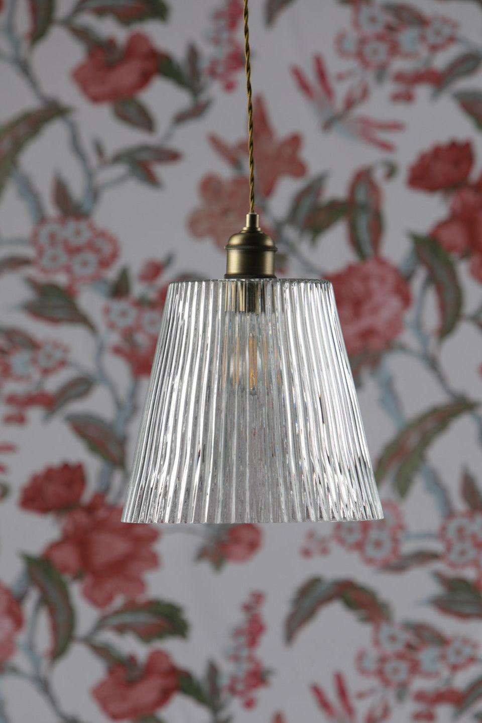 Callaghan Grand Pendant Antique Brass & Ribbed Glass E27