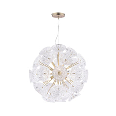 Elwick 6 Light Pendant Textured Glass & Antique Brass