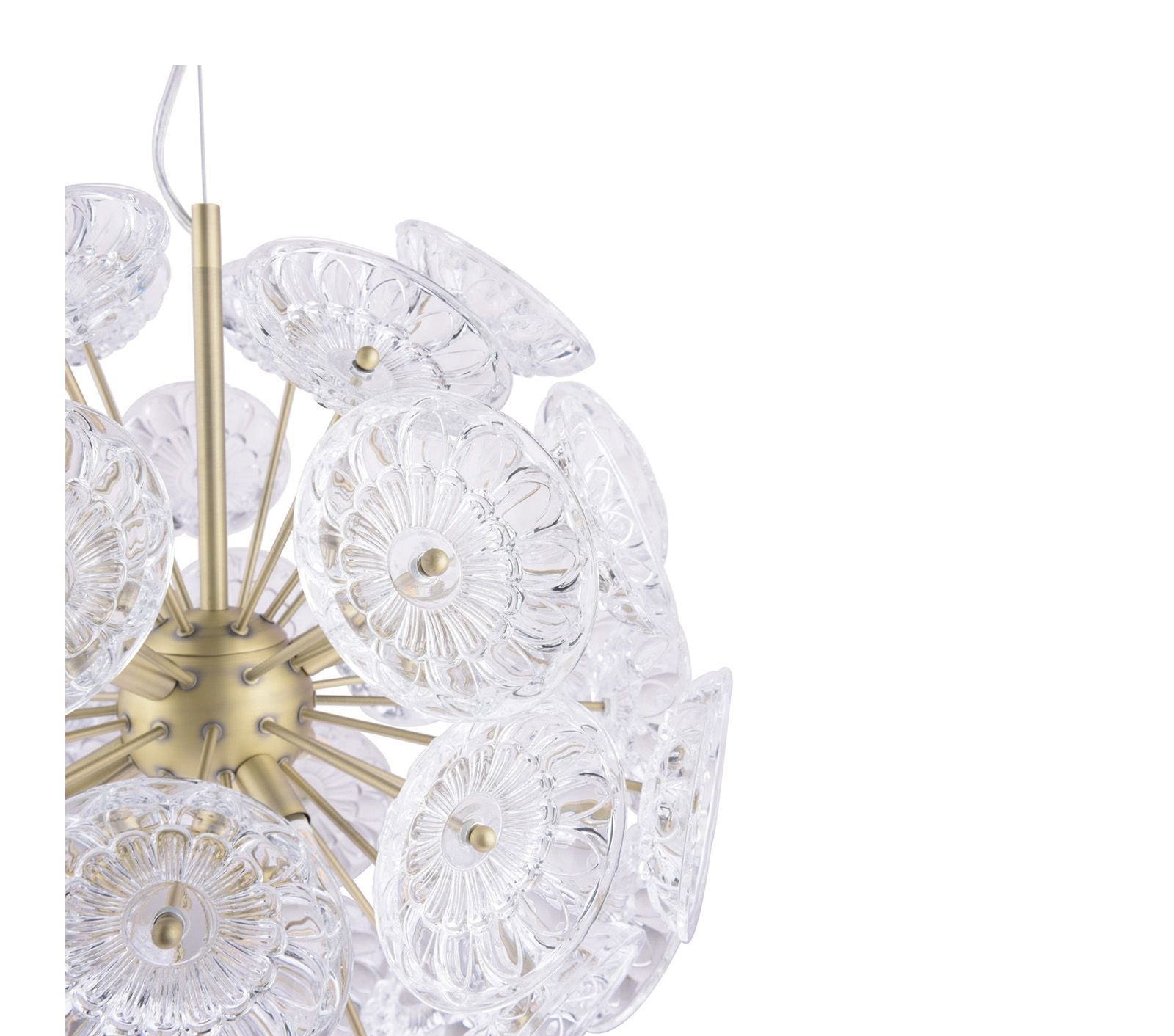 Elwick 6 Light Pendant Textured Glass & Antique Brass