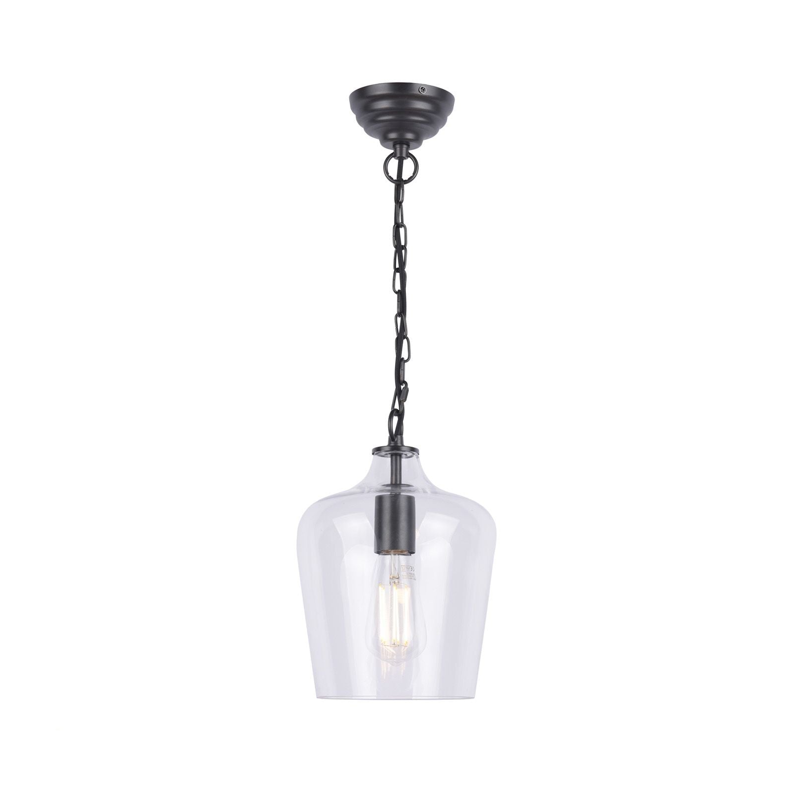 Ockley Single Pendant- Antique Brass/ Black and Champagne Glass
