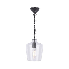 Ockley Single Pendant- Antique Brass/ Black and Champagne Glass