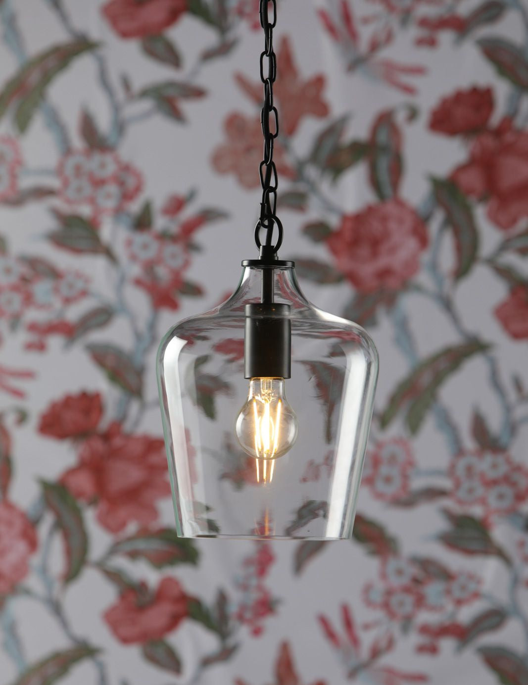Ockley Single Pendant- Antique Brass/ Black and Champagne Glass