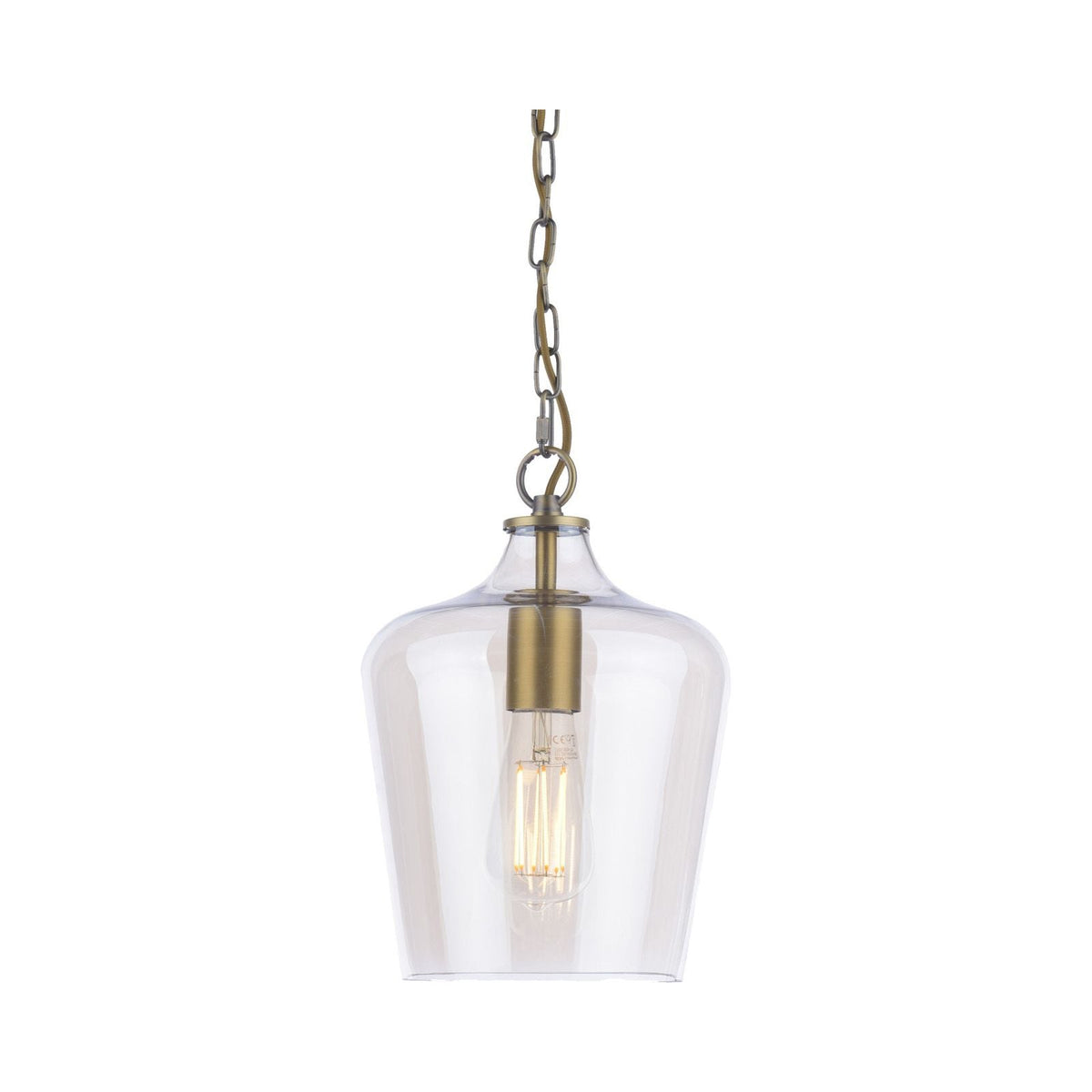 Ockley Single Pendant- Antique Brass/ Black and Champagne Glass