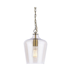Ockley Single Pendant- Antique Brass/ Black and Champagne Glass