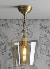 Ockley Single Pendant- Antique Brass/ Black and Champagne Glass