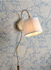 Hemsley Plugged Wall Light Antique Brass With Shade