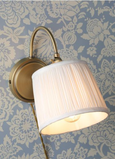 Hemsley Plugged Wall Light Antique Brass With Shade