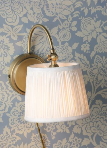 Hemsley Plugged Wall Light Antique Brass With Shade