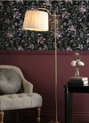 Hemsley Floor Lamp Antique Brass and Ivory With Shade