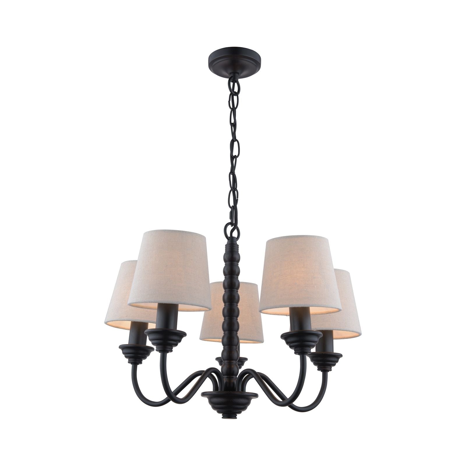 Norbury 5 Light Armed Pendant Matt Black With Shade