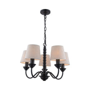 Norbury 5 Light Armed Pendant Matt Black With Shade