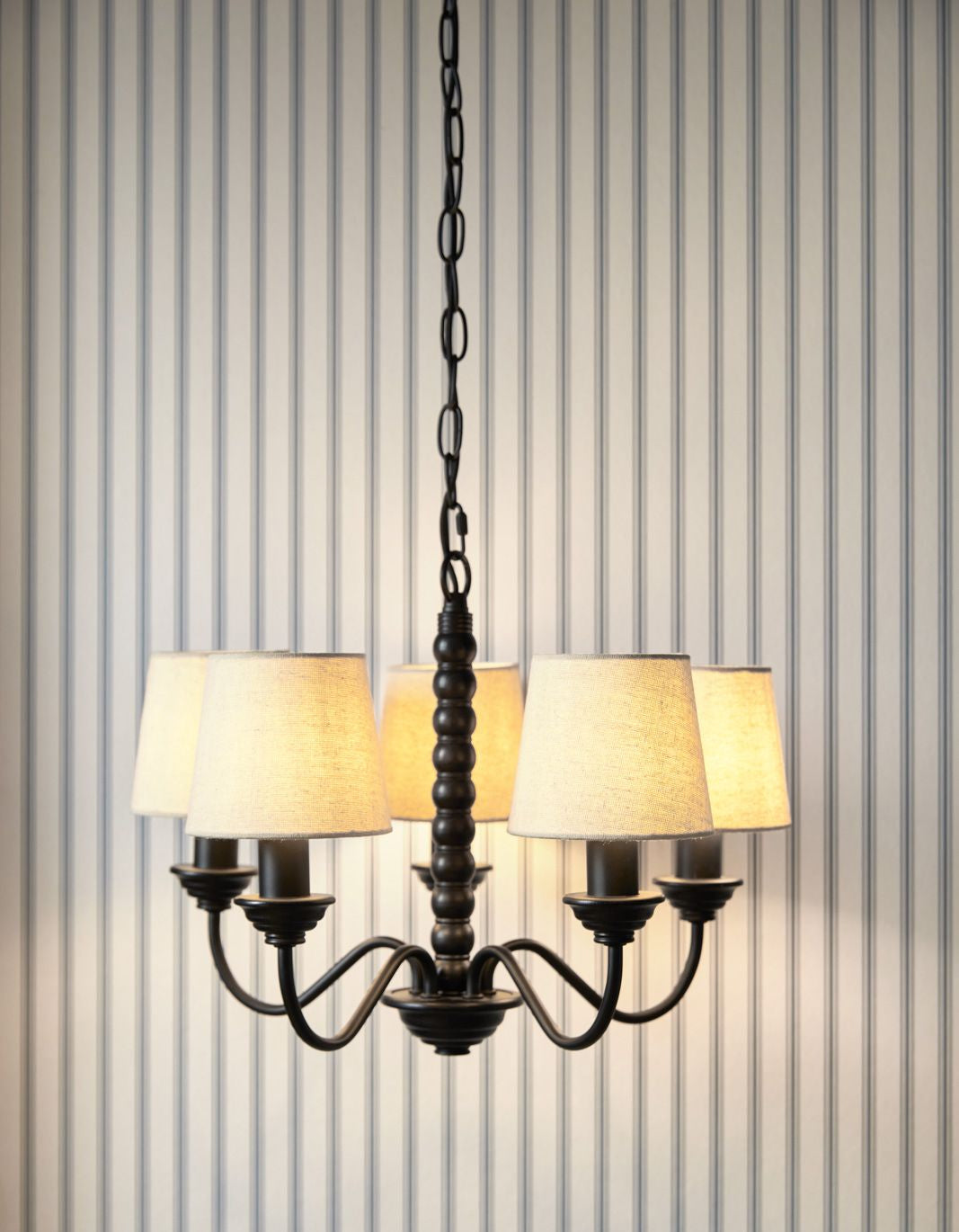 Norbury 5 Light Armed Pendant Matt Black With Shade