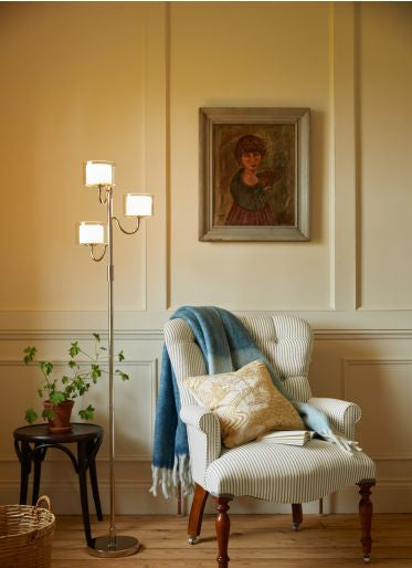 Southwell 3 Light Floor Lamp Polished Nickel and Opal Glass