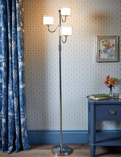 Southwell 3 Light Floor Lamp Polished Nickel and Opal Glass