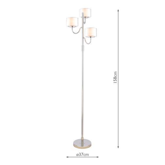 Southwell 3 Light Floor Lamp Polished Nickel and Opal Glass