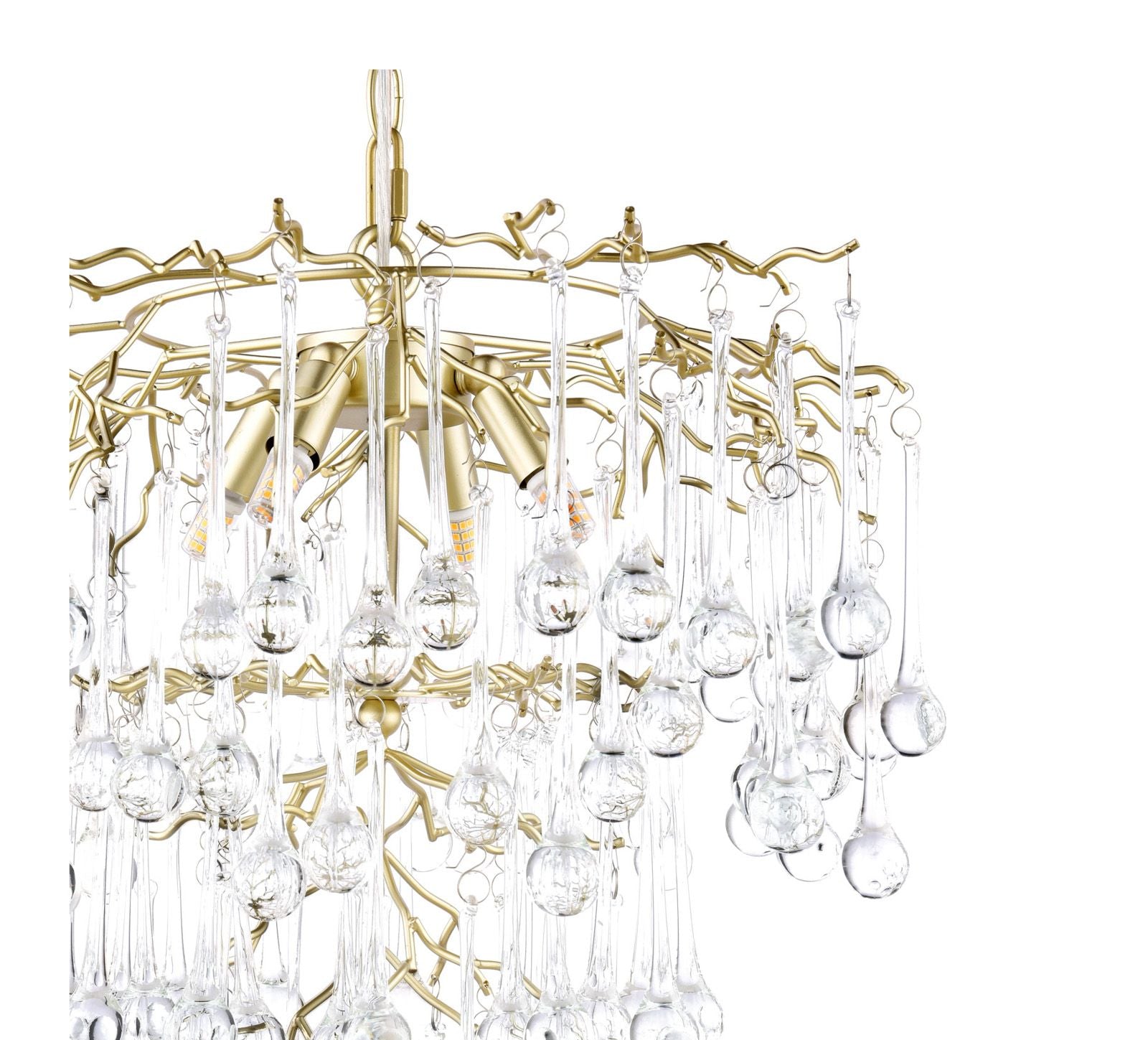 Willow 4 Light Pendant Satin Champagne and Crystal