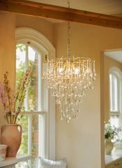 Willow 4 Light Pendant Satin Champagne and Crystal