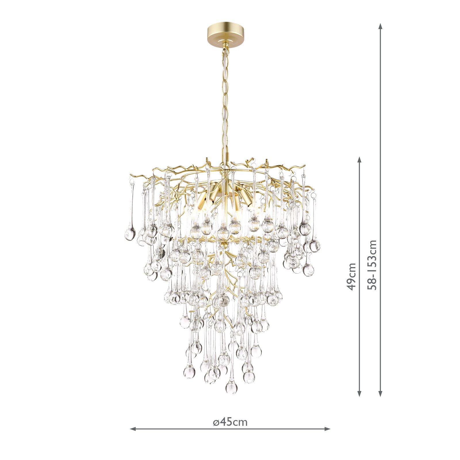 Willow 4 Light Pendant Satin Champagne and Crystal