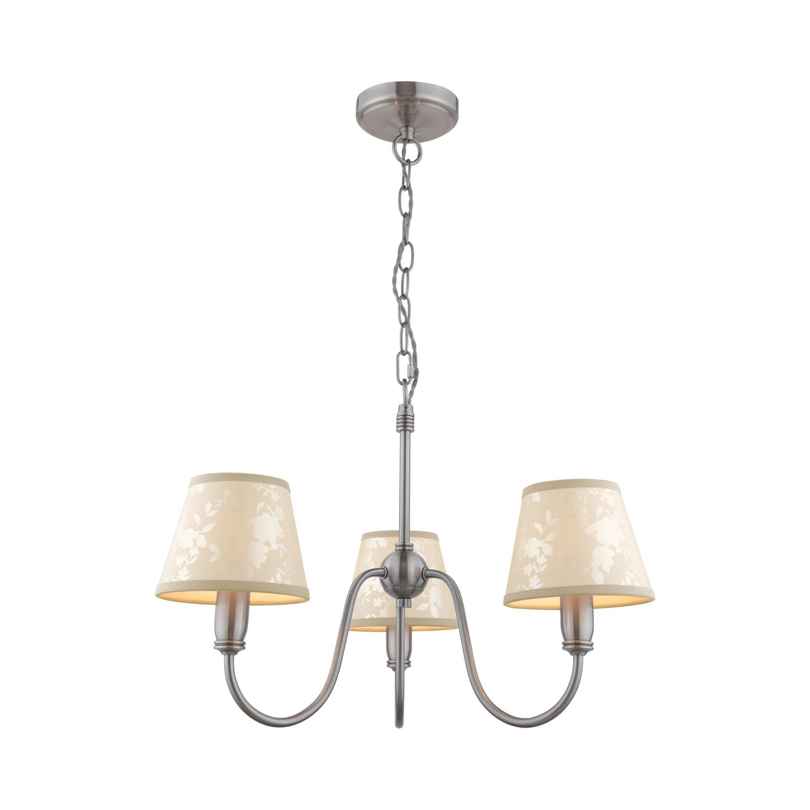 Westbourne 3 Light Armed Pendant Polished Pewter With Shade