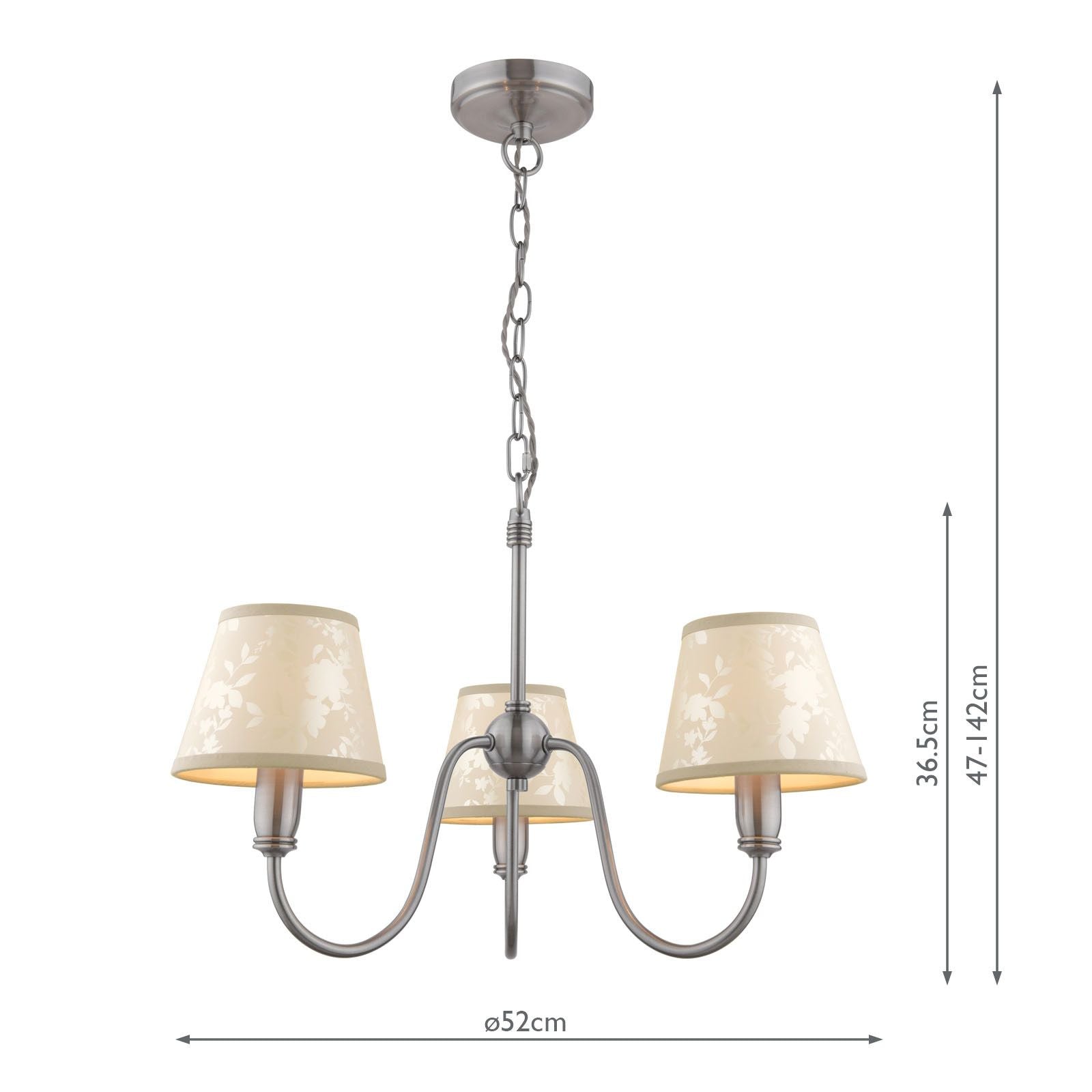 Westbourne 3 Light Armed Pendant Polished Pewter With Shade