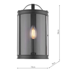 Harrington Wall Light Matt Black/ Antique Brass/ Polished Nickel and Glass