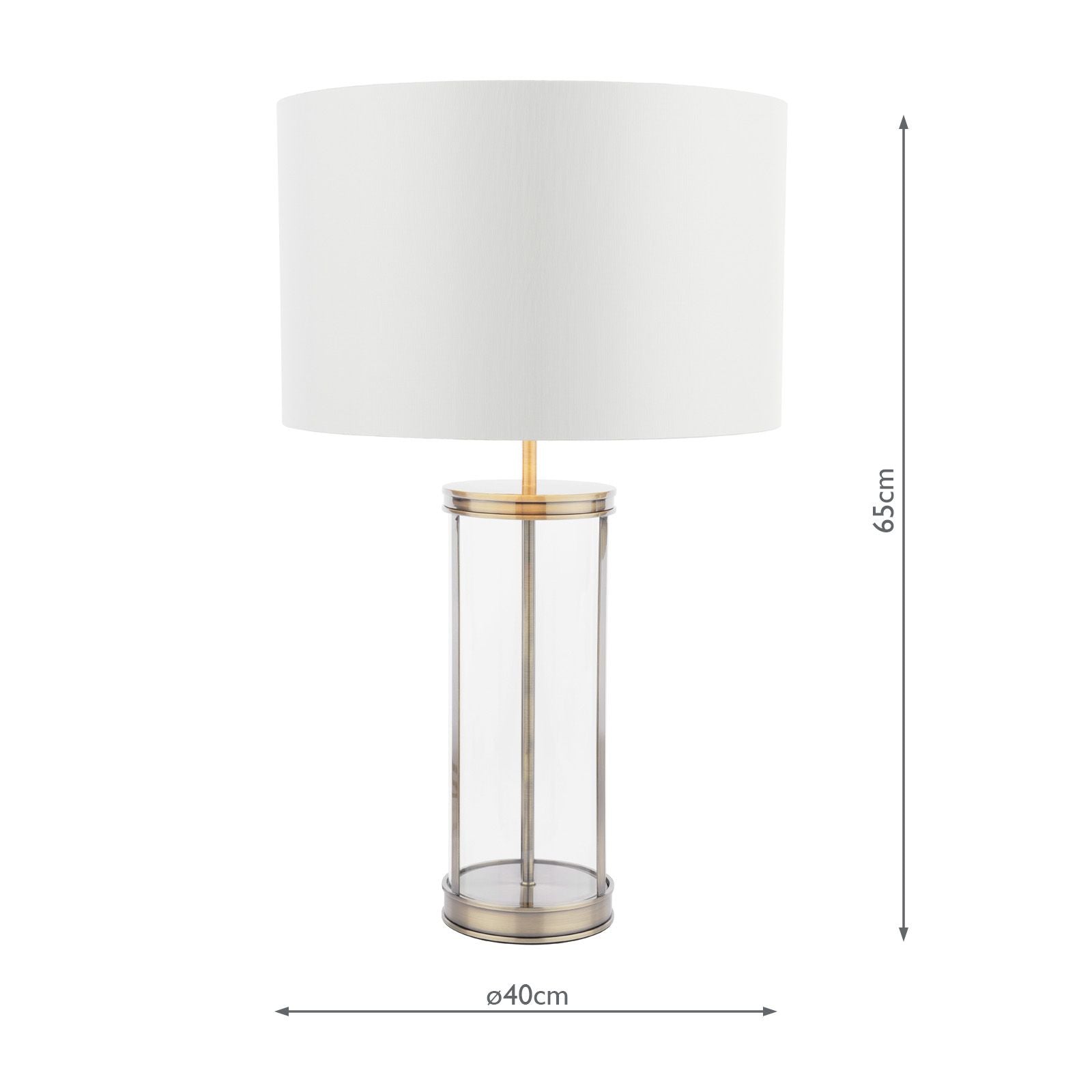 Harrington Small Table Lamp Antique Brass and Glass With Shade