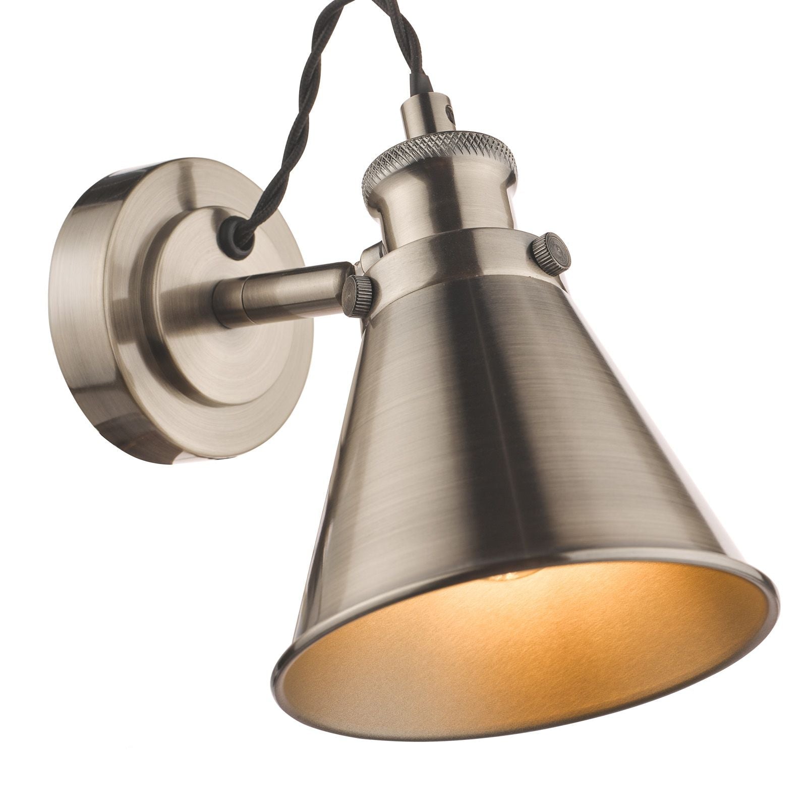Rufus Single Spotlight Industrial Nickel/Antique Brass E14