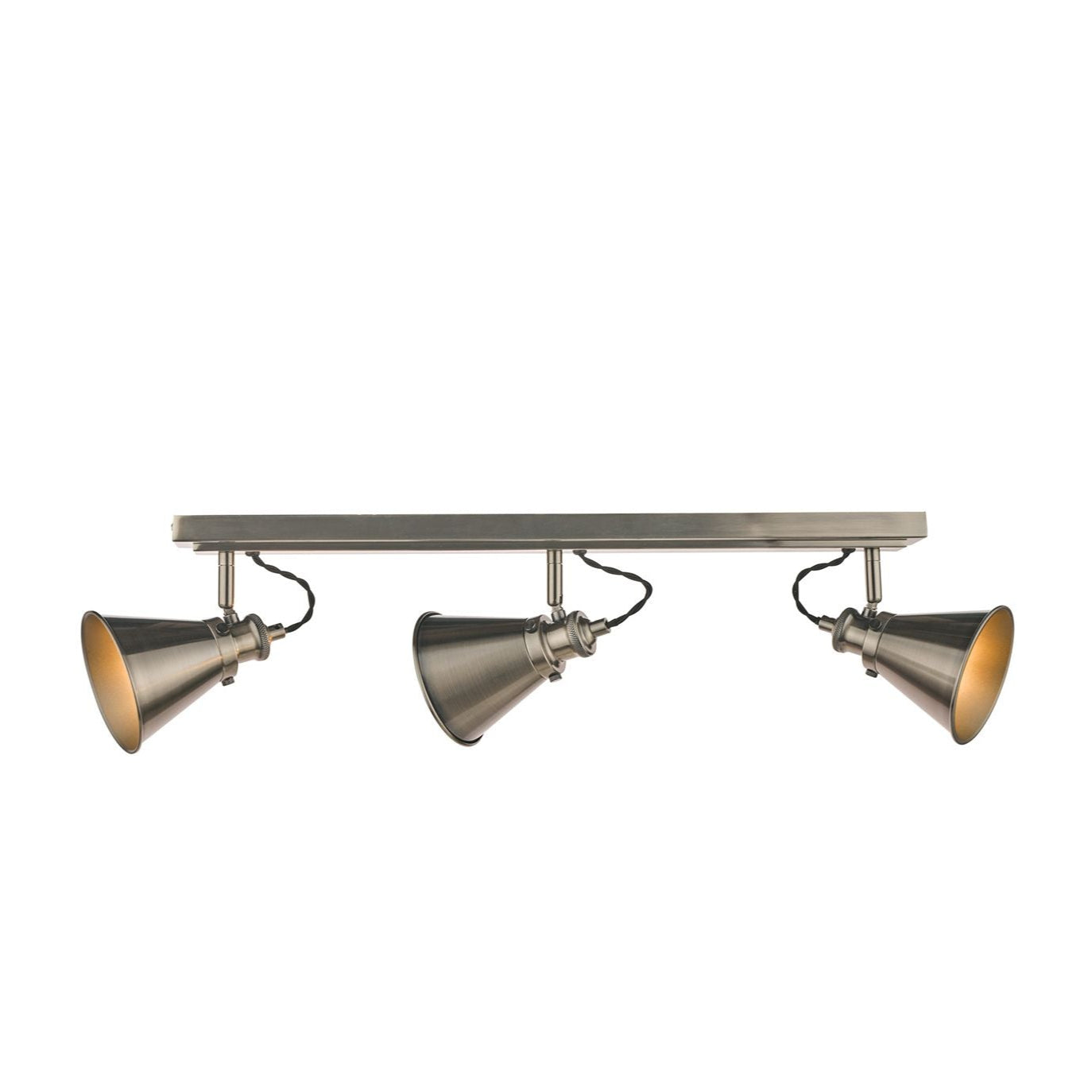 Rufus 3 Light Bar Spotlight Industrial Nickel/Antique Brass E14