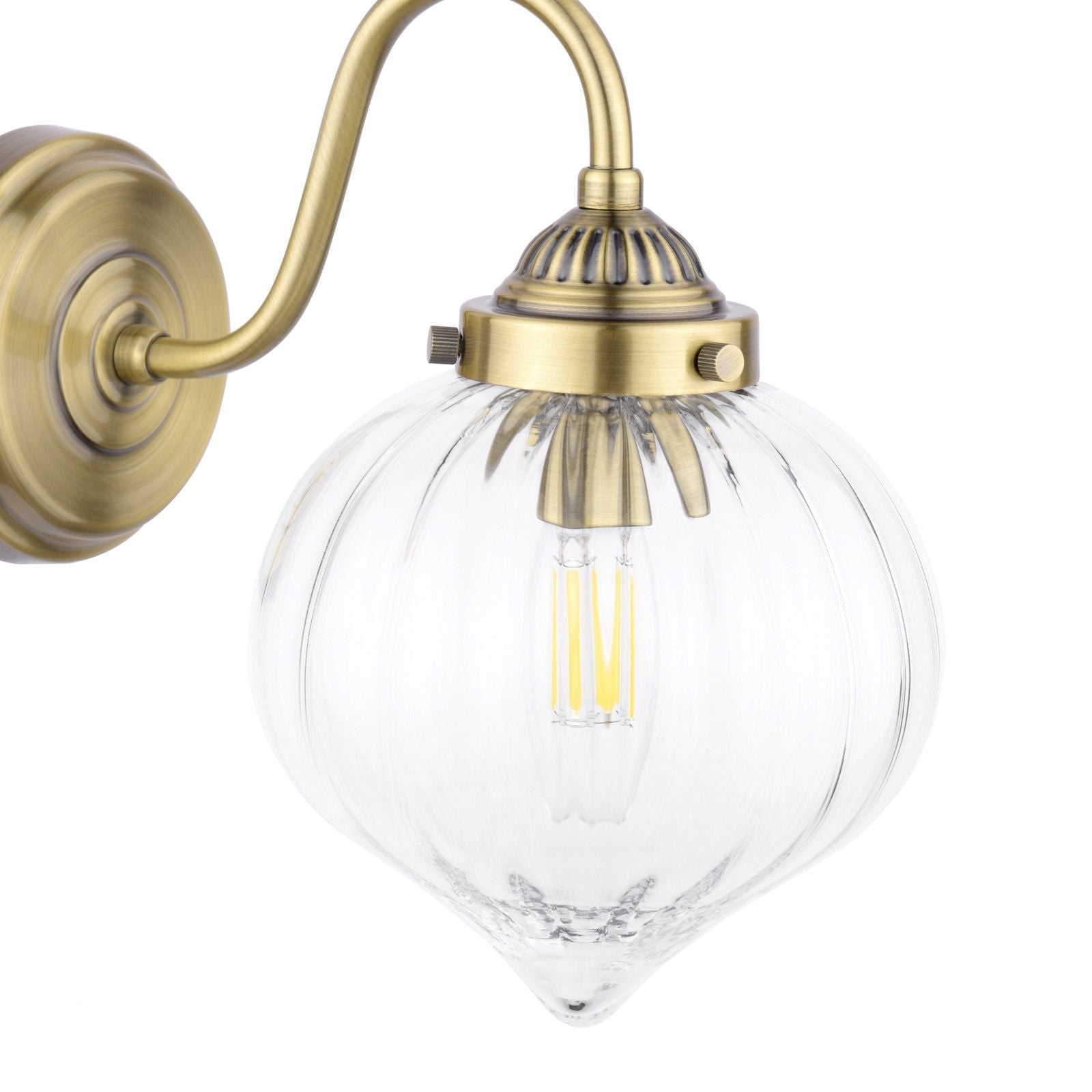 Whitham Wall Light Antique Brass and Ribbed Glass