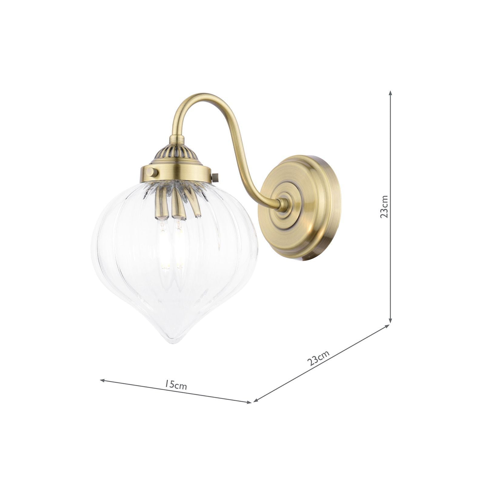 Whitham Wall Light Antique Brass and Ribbed Glass