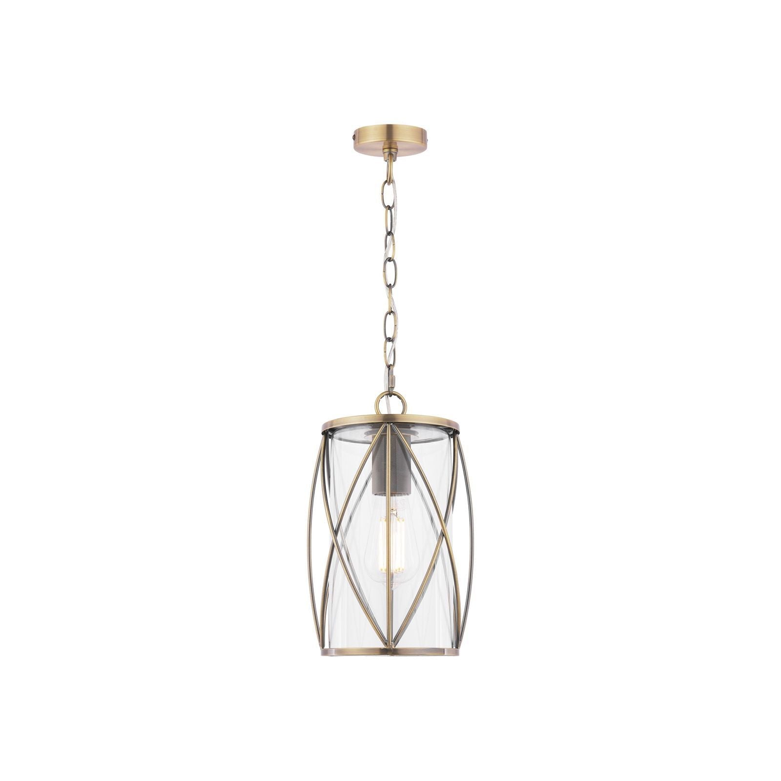 Beckworth Ceiling Lantern Antique Brass and Glass