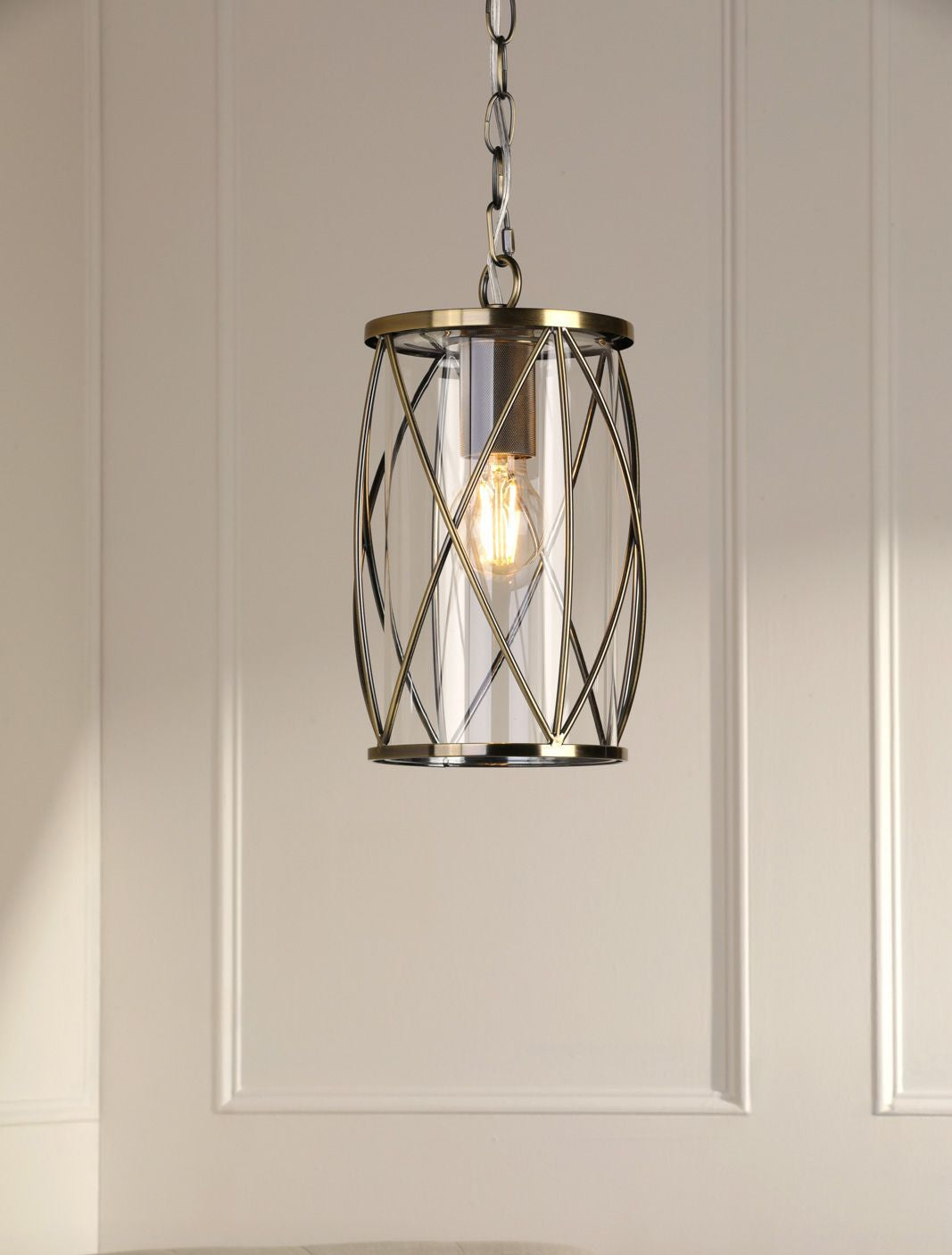Beckworth Ceiling Lantern Antique Brass and Glass- Promotional Offer