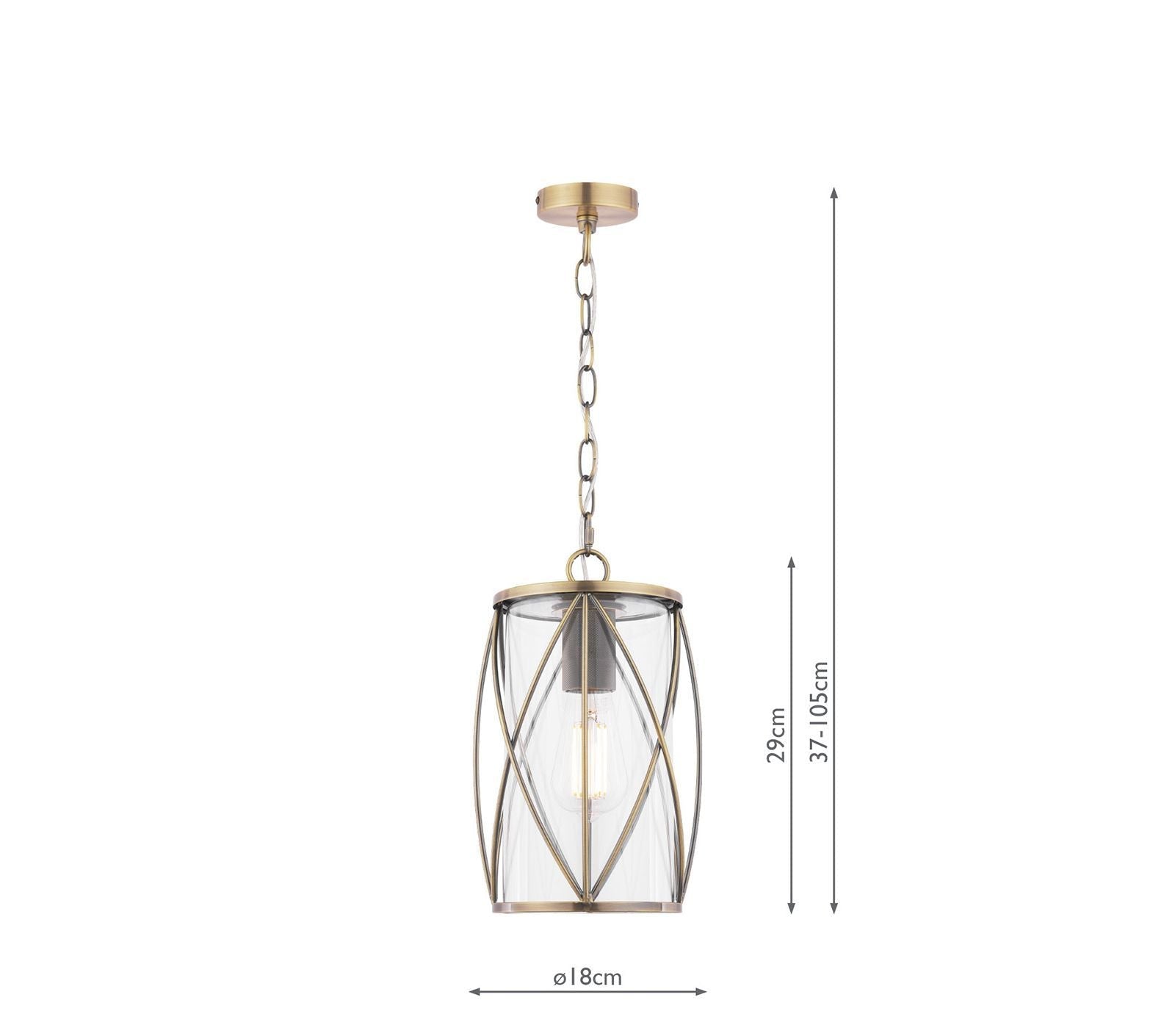 Beckworth Ceiling Lantern Antique Brass and Glass- Promotional Offer