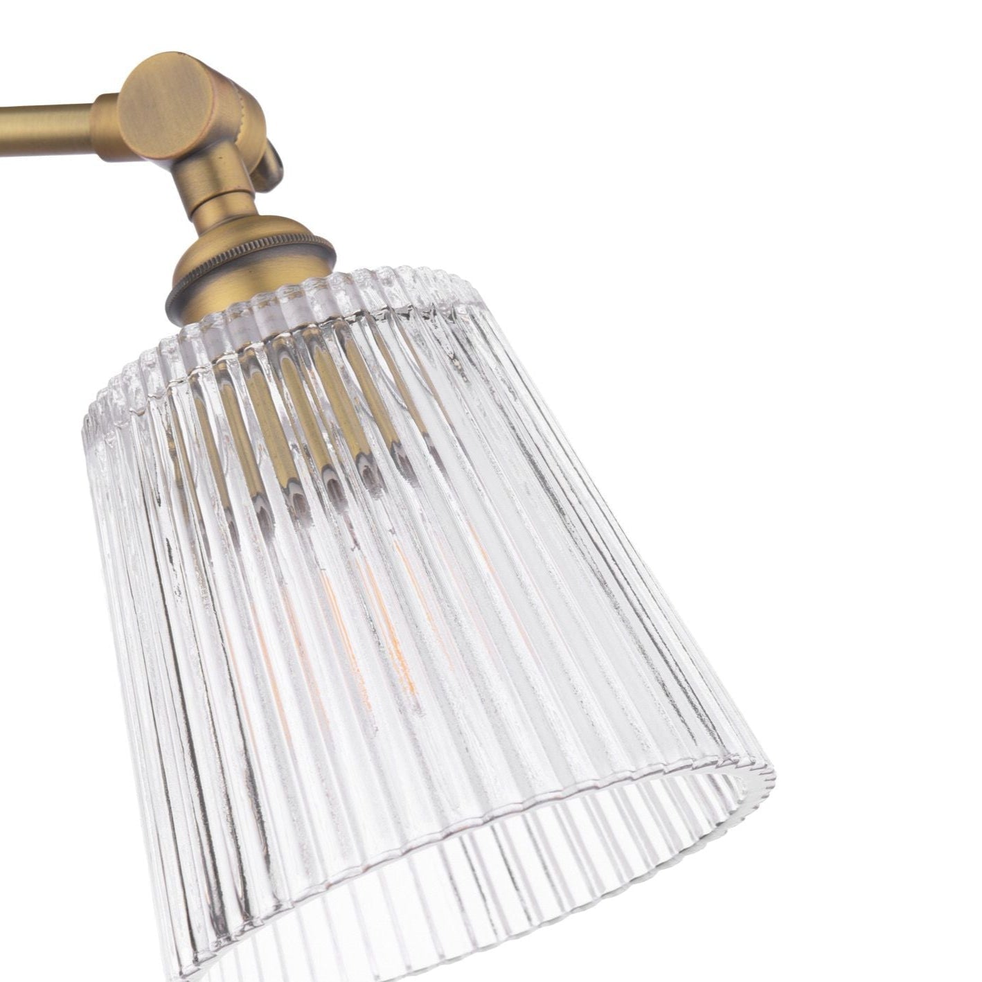 Callaghan 3 Light Semi-Flush Matt Antique Brass and Ribbed Glass E14