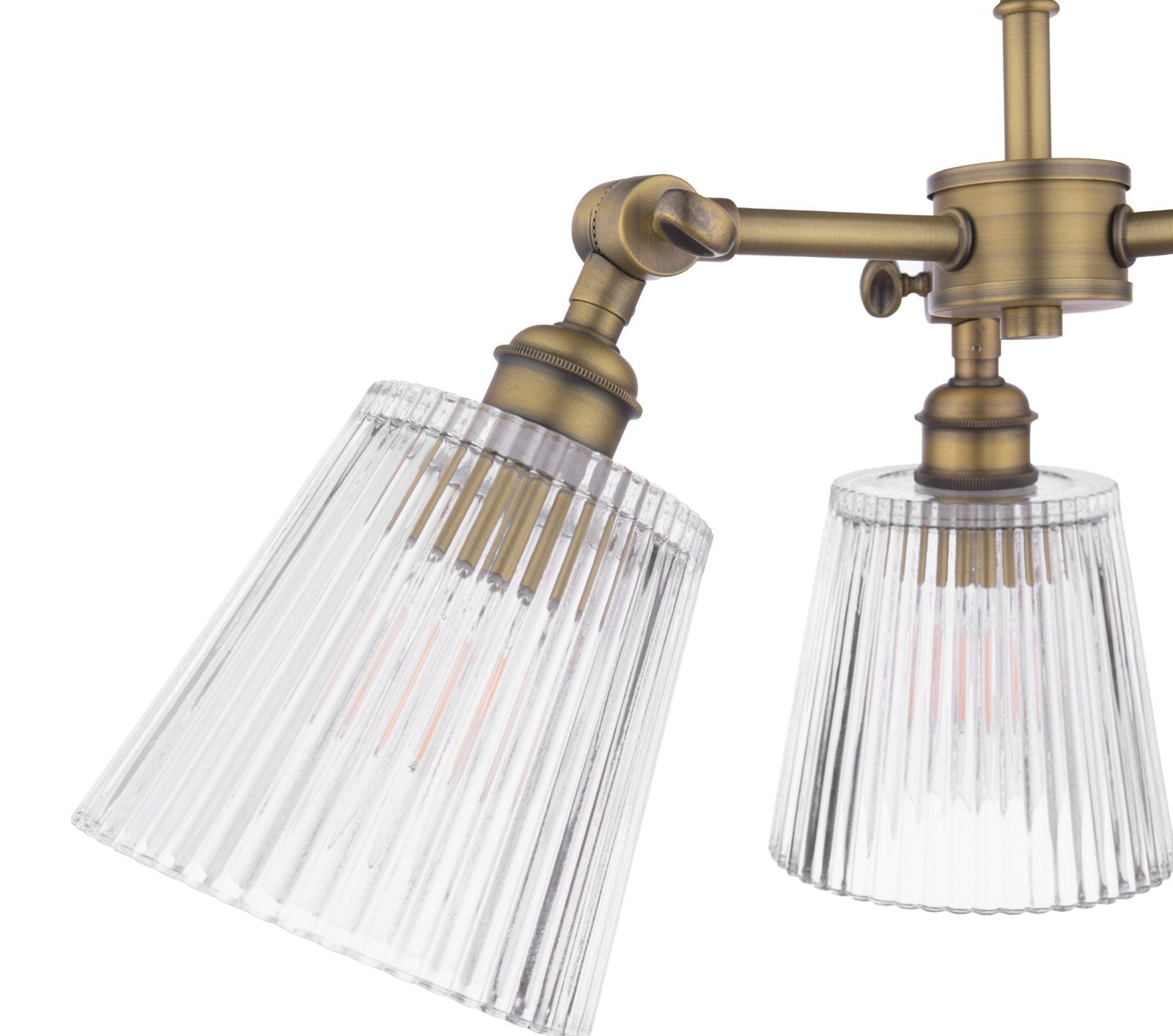 Callaghan 3 Light Semi-Flush Matt Antique Brass and Ribbed Glass E14
