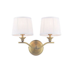 Hemsley 2 Light Wall Light Matt Antique Brass With Shade