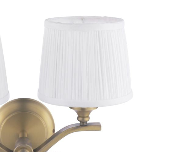 Hemsley 2 Light Wall Light Matt Antique Brass With Shade