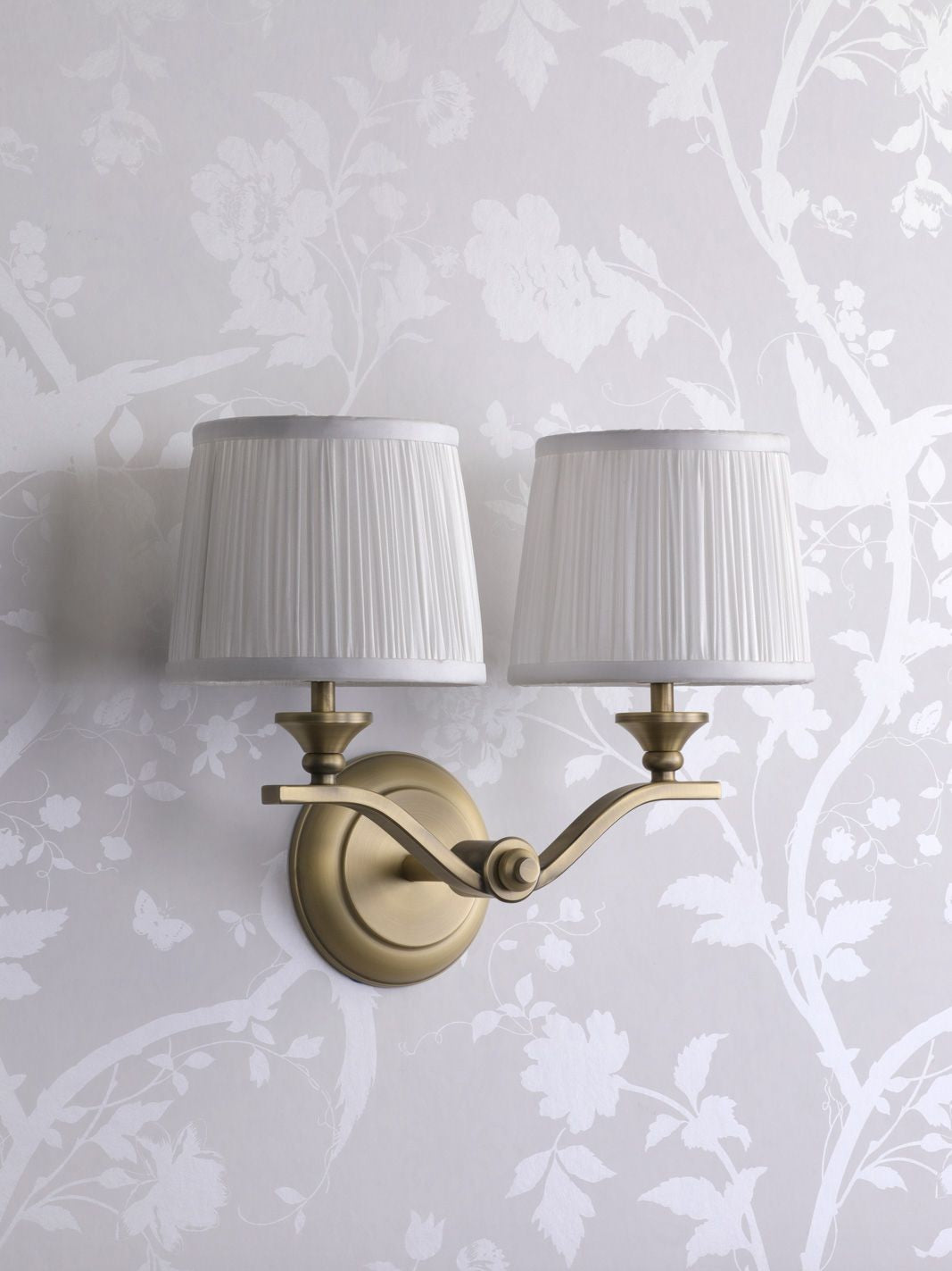 Hemsley 2 Light Wall Light Matt Antique Brass With Shade