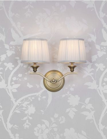 Hemsley 2 Light Wall Light Matt Antique Brass With Shade