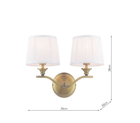 Hemsley 2 Light Wall Light Matt Antique Brass With Shade