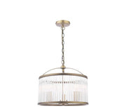 Sutton 3 Light Pendant Matt Antique Brass and Ribbed Glass