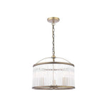 Sutton 3 Light Pendant Matt Antique Brass and Ribbed Glass