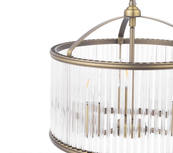 Sutton 3 Light Pendant Matt Antique Brass and Ribbed Glass