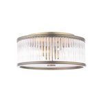 Sutton 2 Light Flush Matt Antique Brass and Ribbed Glass