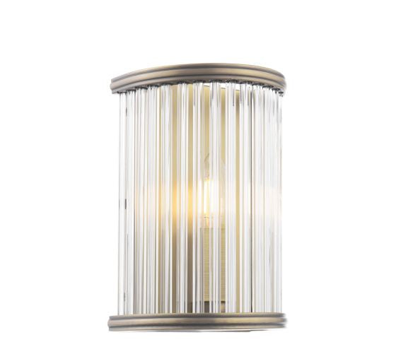 Sutton Wall Light Matt Antique Brass and Ribbed Glass