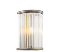 Sutton Wall Light Matt Antique Brass and Ribbed Glass