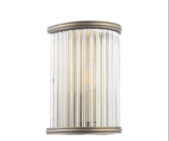 Sutton Wall Light Matt Antique Brass and Ribbed Glass